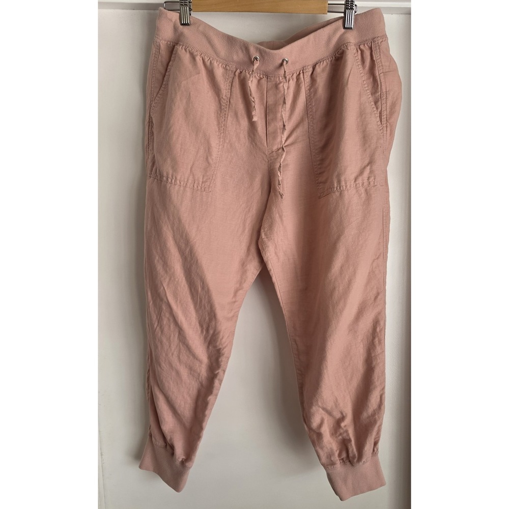 Gap Jogger Pants Women L Pink Linen Cotton Casual Athleisure Sweatpants